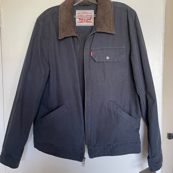 Levi's Other - Levi's Men's Canvas Utility Jacket - Blue w/ Brown Corduroy Collar (Small)